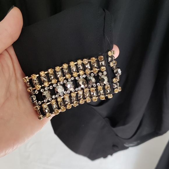 Company store chiffon blouse rhinestone cuffs - Picture 3 of 7